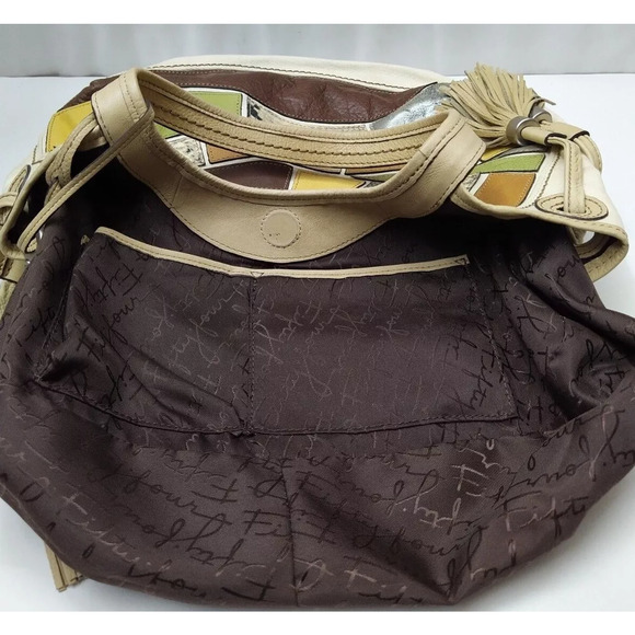 Fossil Fifty Four Patchwork Multicolor Leather Hobo Shoulder Bag - Picture 13 of 16